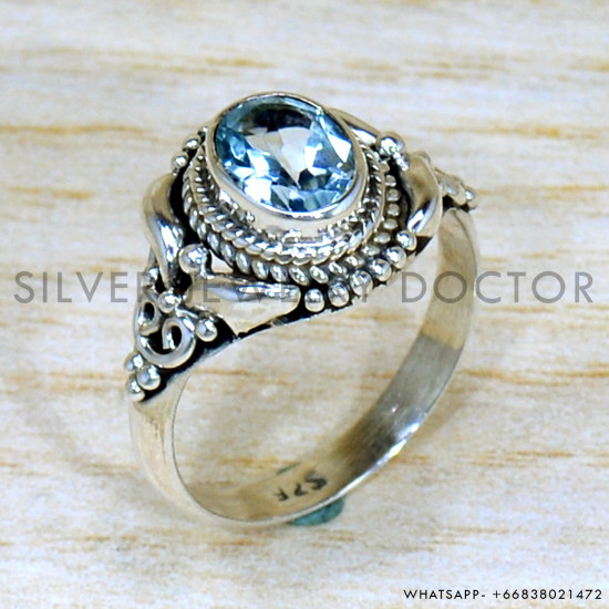 Blue Topaz 925 Sterling Silver Ring (SJWR-2241) Blue Topaz 925 Sterling Silver Ring (SJWR-2241)