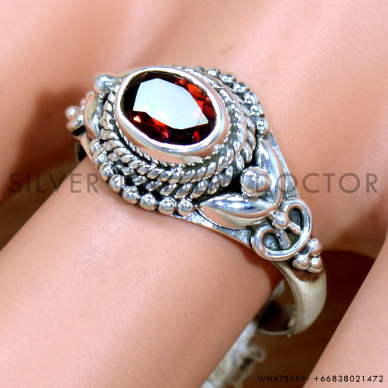 Garnet 925 Sterling Silver Ring (SJWR-2250)