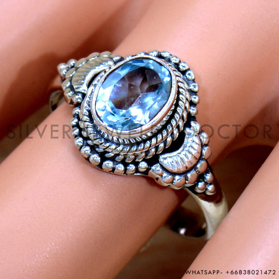 Blue Topaz 925 Sterling Silver Ring (SJWR-2260) Blue Topaz 925 Sterling Silver Ring (SJWR-2260)