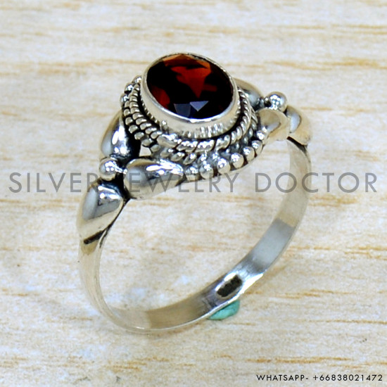 Garnet 925 Sterling Silver Ring (SJWR-2265) Garnet 925 Sterling Silver Ring (SJWR-2265)