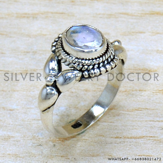 Rainbow Moonstone 925 Sterling Silver Ring (SJWR-2267) Rainbow Moonstone 925 Sterling Silver Ring (SJWR-2267)