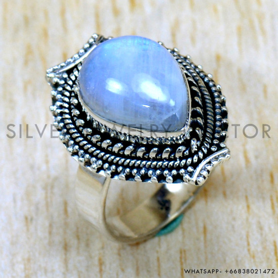 Rainbow Moonstone 925 Sterling Silver Ring (SJWR-2368) Rainbow Moonstone 925 Sterling Silver Ring (SJWR-2368)