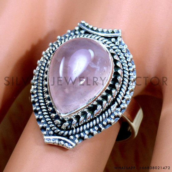 Rose Quartz 925 Sterling Silver Ring (SJWR-2370) Rose Quartz 925 Sterling Silver Ring (SJWR-2370)