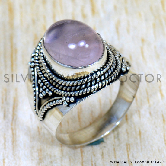Rose Quartz 925 Sterling Silver Ring (SJWR-2384) Rose Quartz 925 Sterling Silver Ring (SJWR-2384)