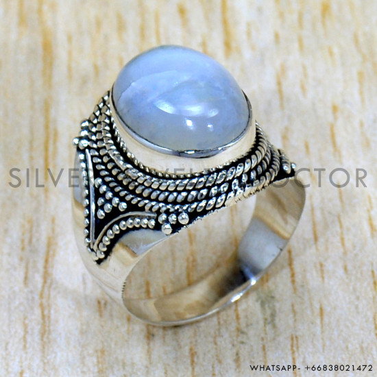 Rainbow Moonstone 925 Sterling Silver Ring (SJWR-2386) Rainbow Moonstone 925 Sterling Silver Ring (SJWR-2386)