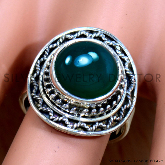Green Onyx 925 Sterling Silver Ring (SJWR-2389) Green Onyx 925 Sterling Silver Ring (SJWR-2389)