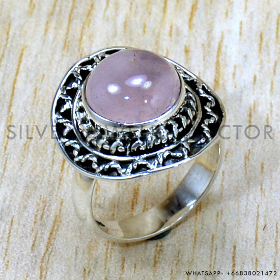 Rose Quartz 925 Sterling Silver Ring (SJWR-2398) Rose Quartz 925 Sterling Silver Ring (SJWR-2398)
