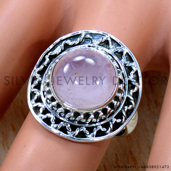 Rose Quartz 925 Sterling Silver Ring (SJWR-2398) Rose Quartz 925 Sterling Silver Ring (SJWR-2398)