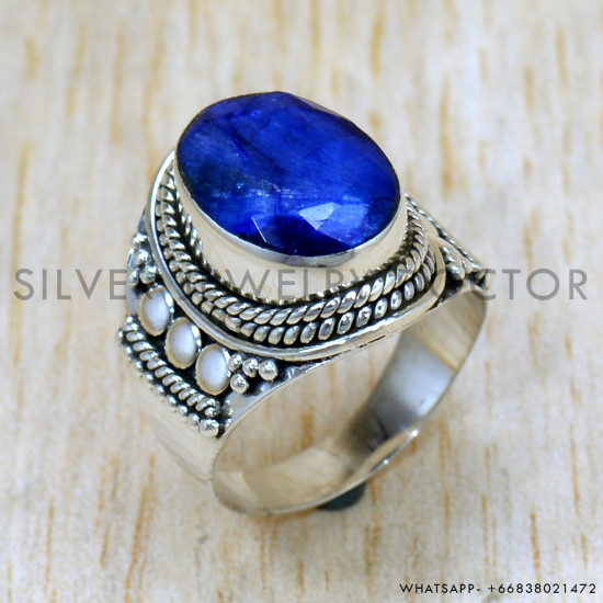Sapphire 925 Sterling Silver Ring (SJWR-2401)