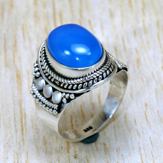 Chalcedony 925 Sterling Silver Ring (SJWR-2408) Chalcedony 925 Sterling Silver Ring (SJWR-2408)
