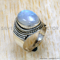 Rainbow Moonstone 925 Sterling Silver Ring (SJWR-2414)