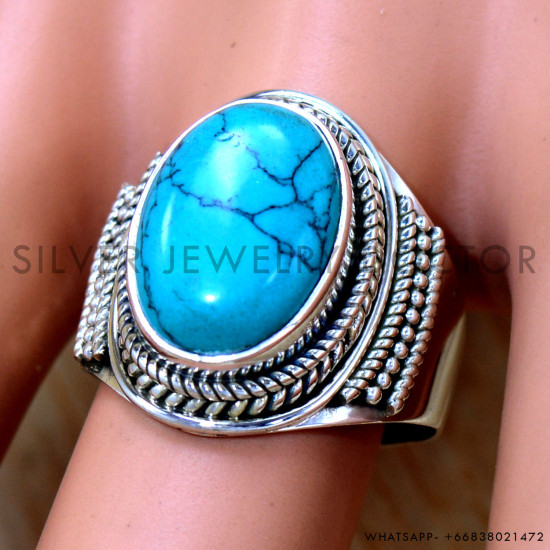Turquoise 925 Sterling Silver Ring (SJWR-2421) Turquoise 925 Sterling Silver Ring (SJWR-2421)