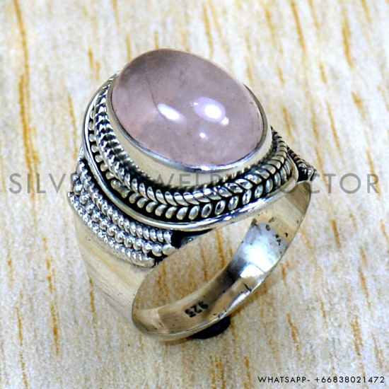 Rose Quartz 925 Sterling Silver Ring (SJWR-2423)