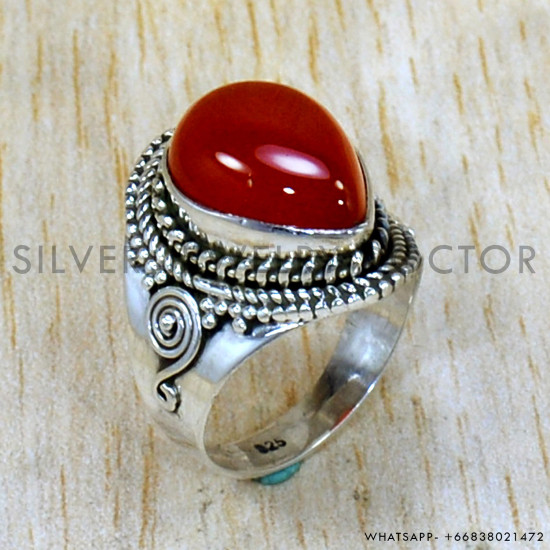 Carnelian 925 Sterling Silver Ring (SJWR-2441) Carnelian 925 Sterling Silver Ring (SJWR-2441)
