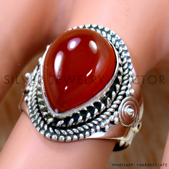 Carnelian 925 Sterling Silver Ring (SJWR-2441) Carnelian 925 Sterling Silver Ring (SJWR-2441)