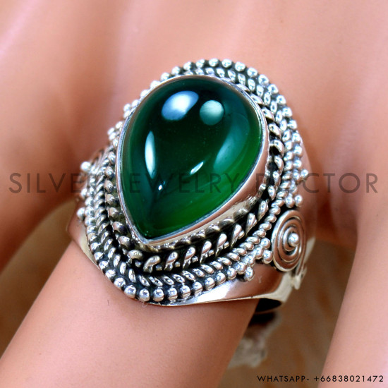 Green Onyx 925 Sterling Silver Ring (SJWR-2447) Green Onyx 925 Sterling Silver Ring (SJWR-2447)