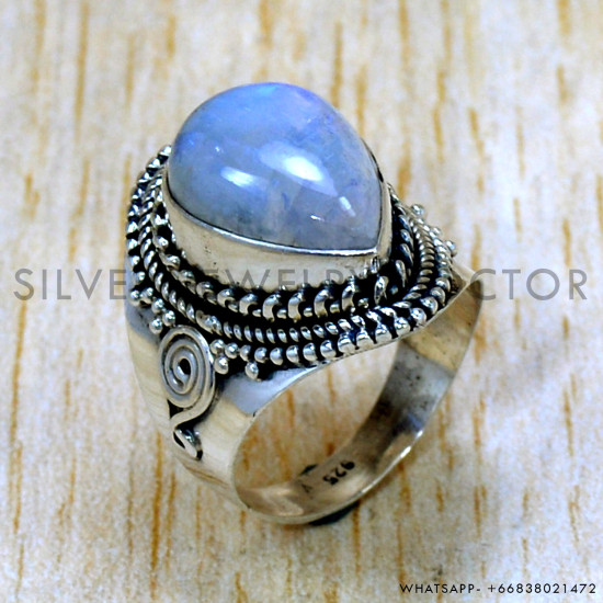 Rainbow Moonstone 925 Sterling Silver Ring (SJWR-2449) Rainbow Moonstone 925 Sterling Silver Ring (SJWR-2449)