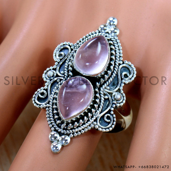 Rose Quartz 925 Sterling Silver Ring (SJWR-2455) Rose Quartz 925 Sterling Silver Ring (SJWR-2455)