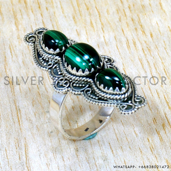 Malachite 925 Sterling Silver Ring (SJWR-2466) Malachite 925 Sterling Silver Ring (SJWR-2466)