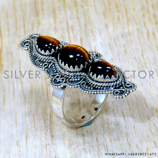 Tiger Eye 925 Sterling Silver Ring (SJWR-2469) Tiger Eye 925 Sterling Silver Ring (SJWR-2469)