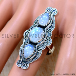 Rainbow Moonstone 925 Sterling Silver Ring (SJWR-2470)