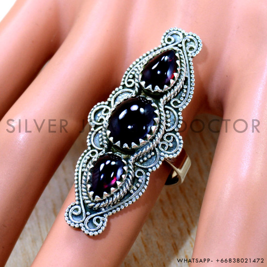 Garnet 925 Sterling Silver Ring (SJWR-2471) Garnet 925 Sterling Silver Ring (SJWR-2471)