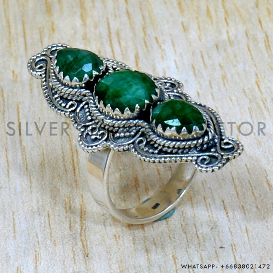 Emerald 925 Sterling Silver Ring (SJWR-2472) Emerald 925 Sterling Silver Ring (SJWR-2472)