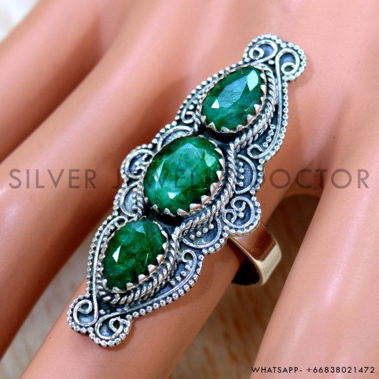 Emerald 925 Sterling Silver Ring (SJWR-2472) Emerald 925 Sterling Silver Ring (SJWR-2472)