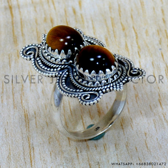 Tiger Eye 925 Sterling Silver Ring (SJWR-2482) Tiger Eye 925 Sterling Silver Ring (SJWR-2482)