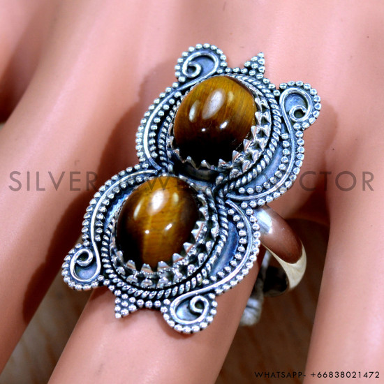 Tiger Eye 925 Sterling Silver Ring (SJWR-2482) Tiger Eye 925 Sterling Silver Ring (SJWR-2482)