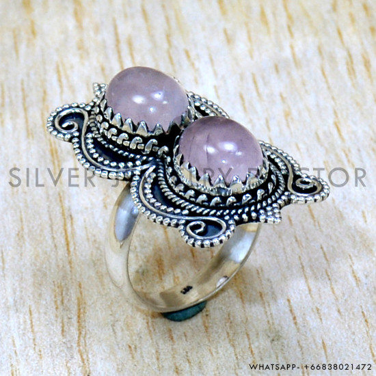 Rose Quartz 925 Sterling Silver Ring (SJWR-2484) Rose Quartz 925 Sterling Silver Ring (SJWR-2484)