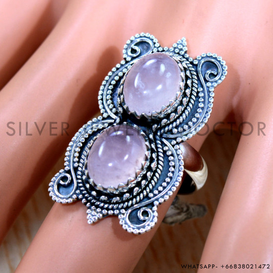 Rose Quartz 925 Sterling Silver Ring (SJWR-2484) Rose Quartz 925 Sterling Silver Ring (SJWR-2484)