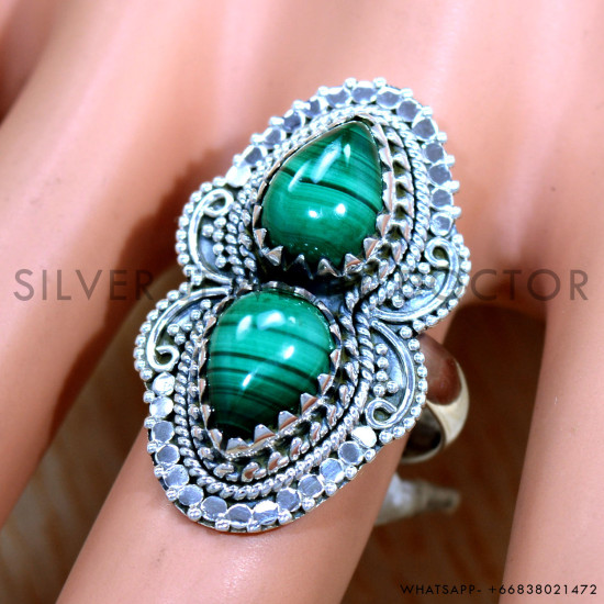 Malachite 925 Sterling Silver Ring (SJWR-2490) Malachite 925 Sterling Silver Ring (SJWR-2490)