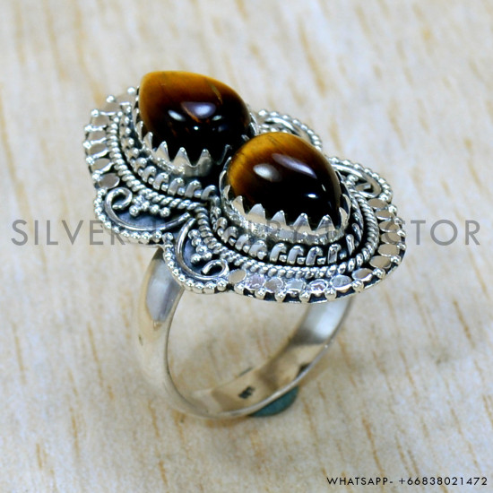 Tiger Eye 925 Sterling Silver Ring (SJWR-2494) Tiger Eye 925 Sterling Silver Ring (SJWR-2494)