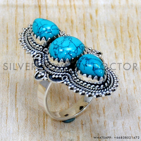 Turquoise 925 Sterling Silver Ring (SJWR-2495) Turquoise 925 Sterling Silver Ring (SJWR-2495)
