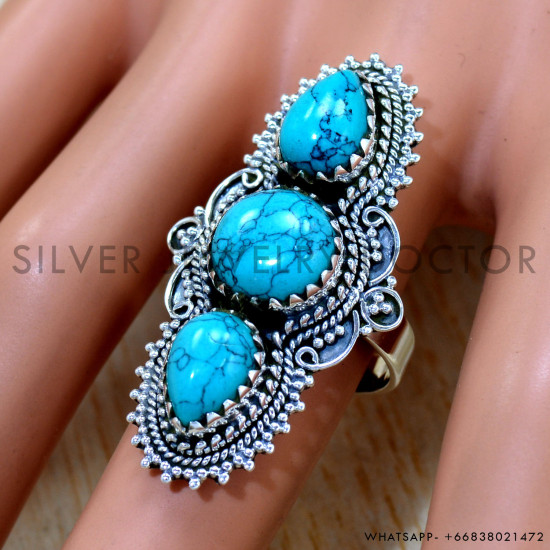 Turquoise 925 Sterling Silver Ring (SJWR-2495) Turquoise 925 Sterling Silver Ring (SJWR-2495)