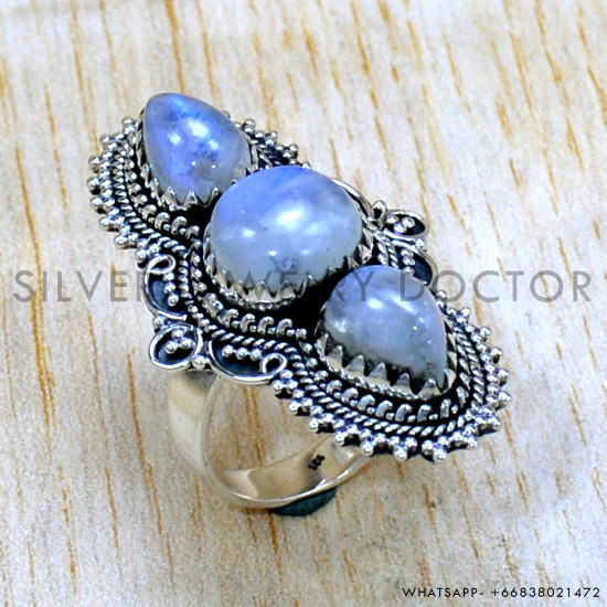 Rainbow Moonstone 925 Sterling Silver Ring (SJWR-2498) Rainbow Moonstone 925 Sterling Silver Ring (SJWR-2498)