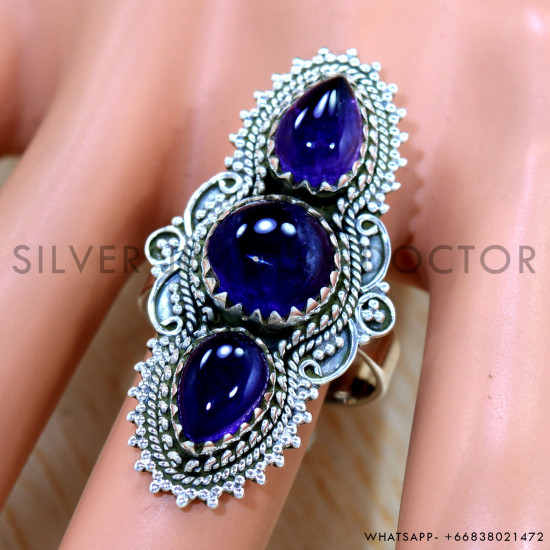 Amethyst 925 Sterling Silver Ring (SJWR-2499)