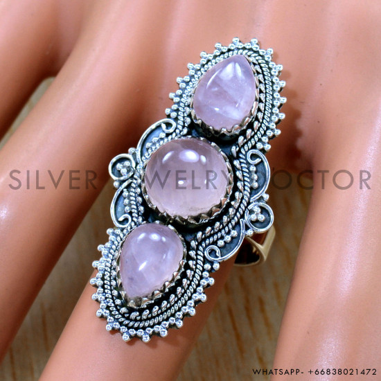 Rose Quartz 925 Sterling Silver Ring (SJWR-2500) Rose Quartz 925 Sterling Silver Ring (SJWR-2500)