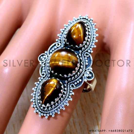 Tiger Eye 925 Sterling Silver Ring (SJWR-2501)