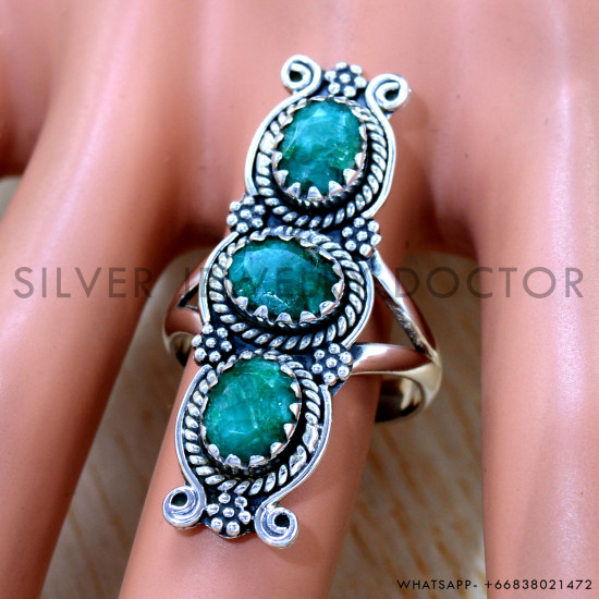 Emerald 925 Sterling Silver Ring (SJWR-2508) Emerald 925 Sterling Silver Ring (SJWR-2508)