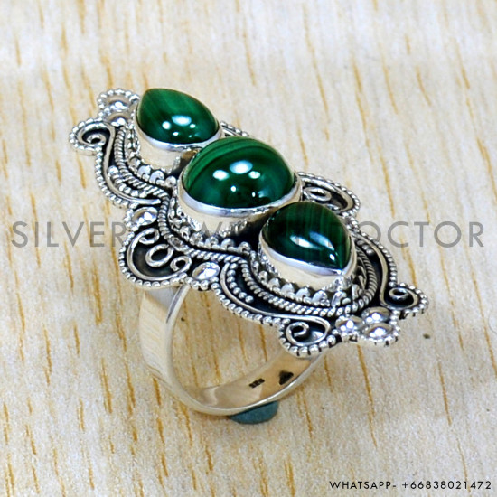 Malachite 925 Sterling Silver Ring (SJWR-2515) Malachite 925 Sterling Silver Ring (SJWR-2515)