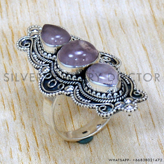 Rose Quartz 925 Sterling Silver Ring (SJWR-2516)