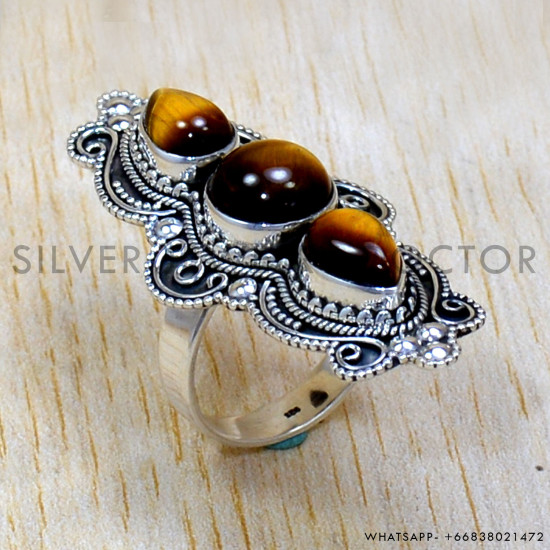 Tiger Eye 925 Sterling Silver Ring (SJWR-2519) Tiger Eye 925 Sterling Silver Ring (SJWR-2519)
