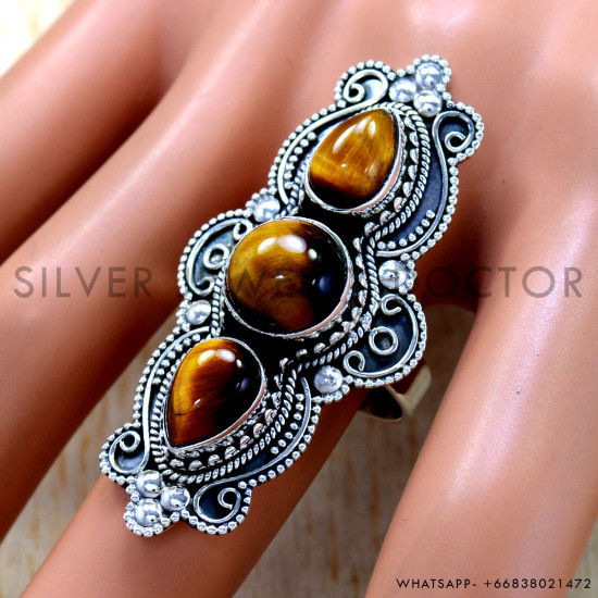 Tiger Eye 925 Sterling Silver Ring (SJWR-2519) Tiger Eye 925 Sterling Silver Ring (SJWR-2519)