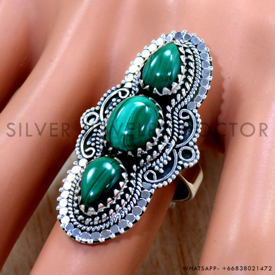 Malachite 925 Sterling Silver Ring (SJWR-2530) Malachite 925 Sterling Silver Ring (SJWR-2530)