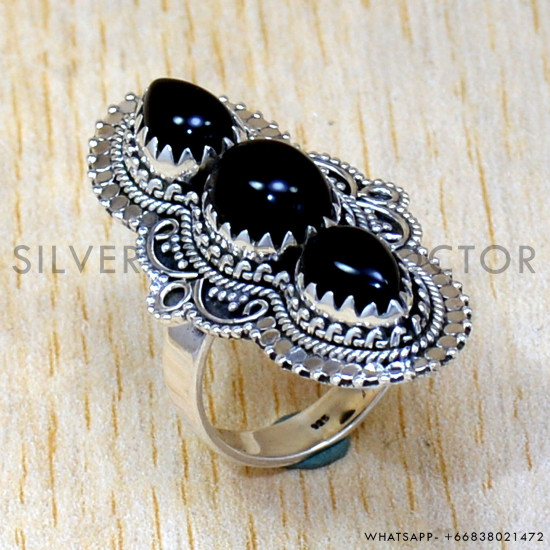 Black Onyx 925 Sterling Silver Ring (SJWR-2532) Black Onyx 925 Sterling Silver Ring (SJWR-2532)