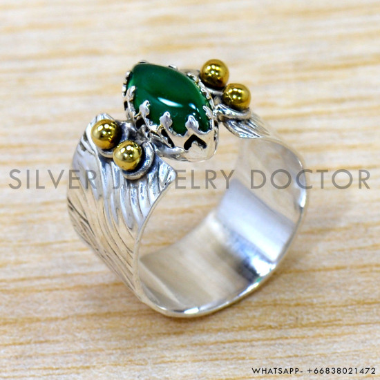 Green Onyx 925 Sterling Silver Ring (SJWR-2534) Green Onyx 925 Sterling Silver Ring (SJWR-2534)