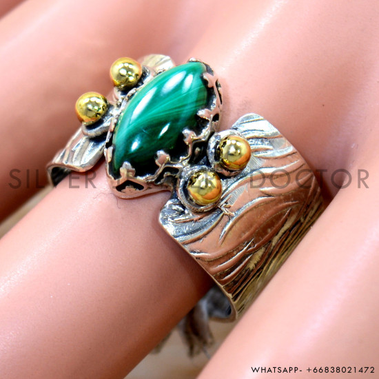 Malachite 925 Sterling Silver Ring (SJWR-2540) Malachite 925 Sterling Silver Ring (SJWR-2540)