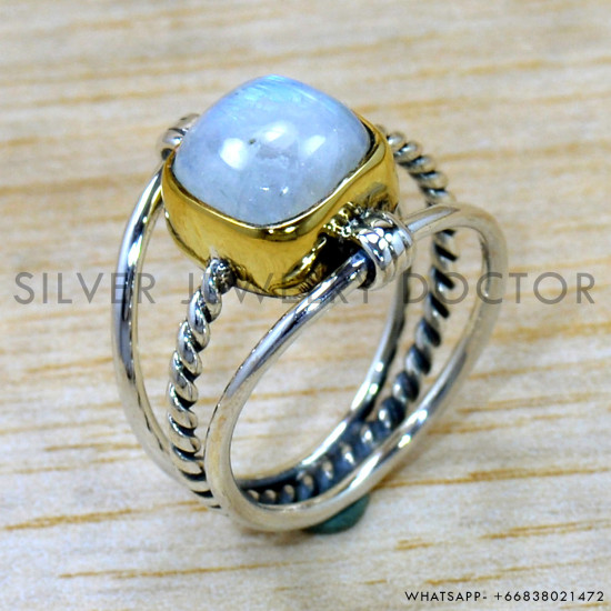 Rainbow Moonstone 925 Sterling Silver Ring (SJWR-2549) Rainbow Moonstone 925 Sterling Silver Ring (SJWR-2549)